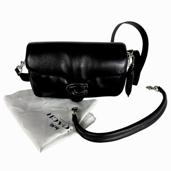 Coach Black Pillow Tabby 26 Medium Leather Shoulder Bag with 2 Straps - Picture 6 of 9